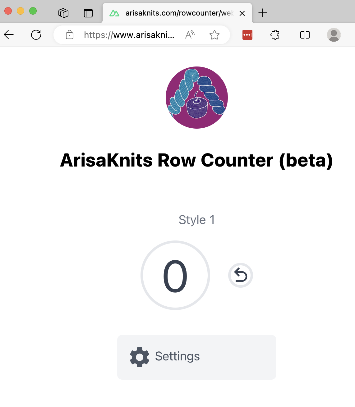 ArisaMakes Row Counter Web Version Screenshot